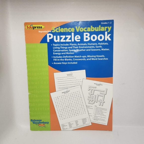 Science Vocabulary Puzzle Book Grade 1-2  Plants, Animals, Humans, Habitats - Picture 1 of 5